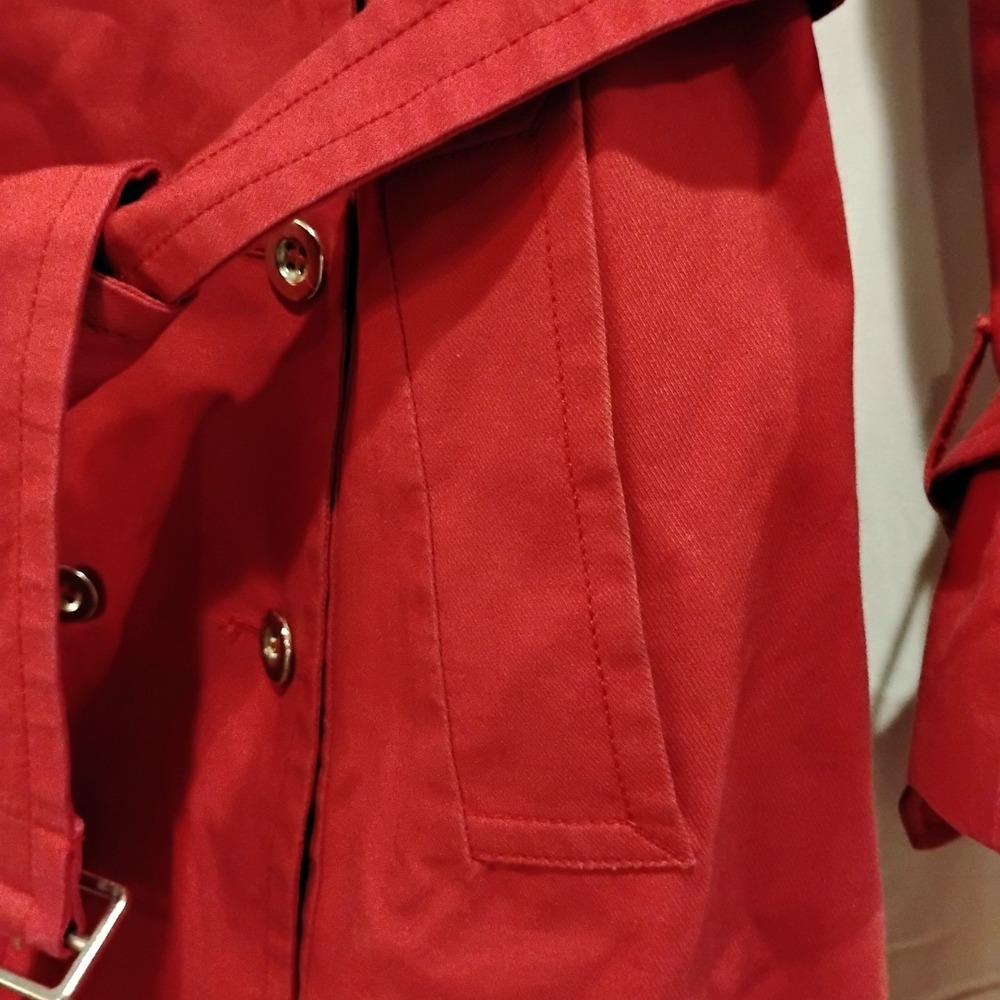 Marc By Marc Jacobs Designer XS Pink Cotton Military Jacket Trench Coat Belted - Picture 6 of 16